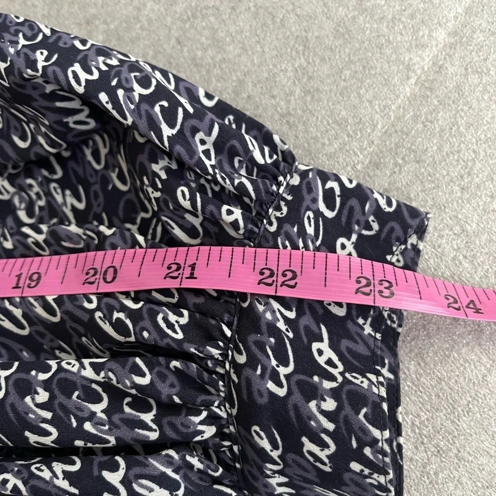 [S]CAbi Navy “Love” Print LS Scoop Neck Blouse - Picture 8 of 8